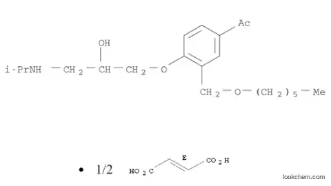 Molecular Structure of 104450-46-6 (Ethanone, 1-[3-[(hexyloxy)methyl]-4-[2-hydroxy-3-[(1-methylethyl)amino]propoxy]phenyl]-, (2E)-2-butenedioate (2:1) (salt) (9CI))